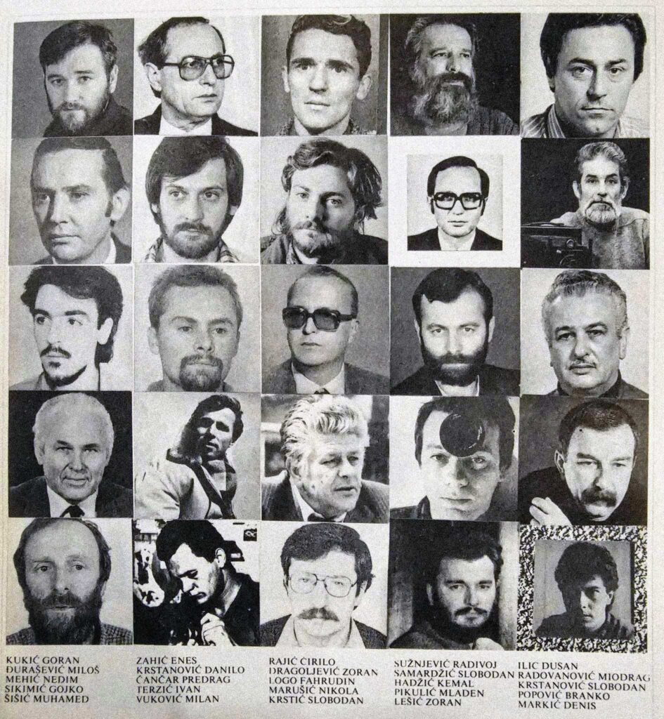 Kolaž crno-bijelih portreta fotografa članova ULUPUBIH-a.