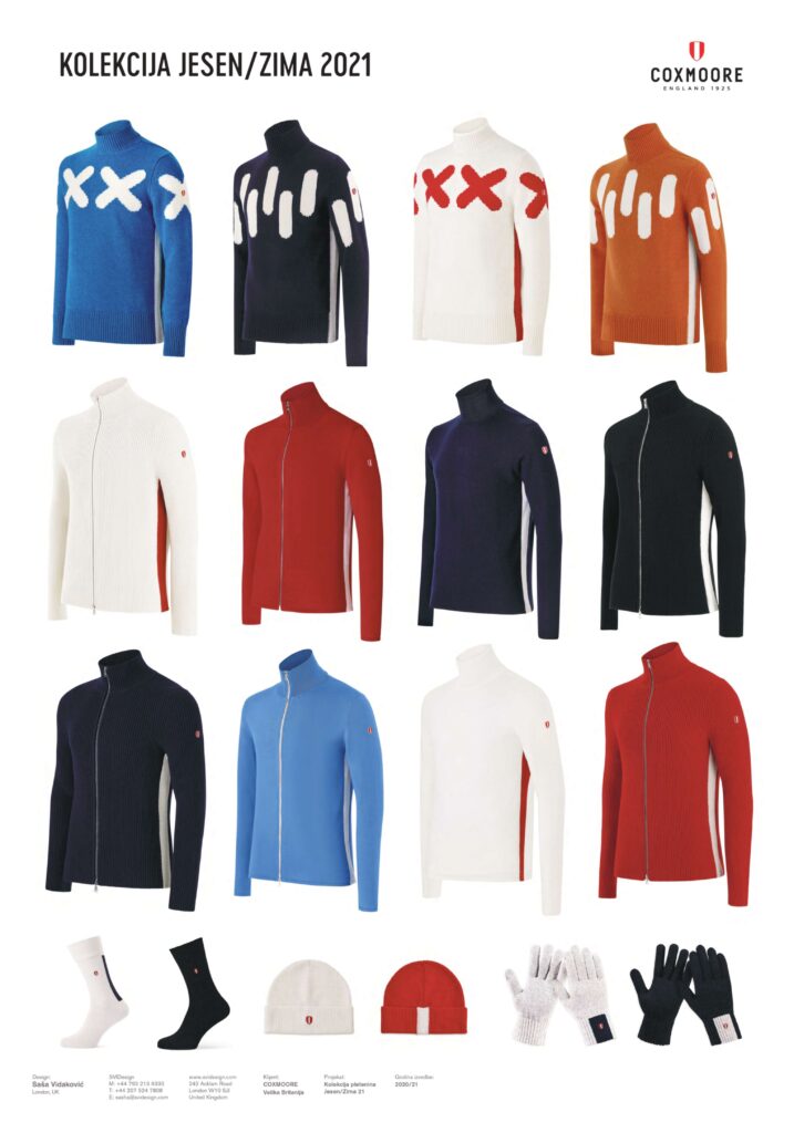 Kolekcija džempera i modnih dodataka brenda Coxmoore za sezonu jesen/zima 2021, autor dizajna Saša Vidaković.