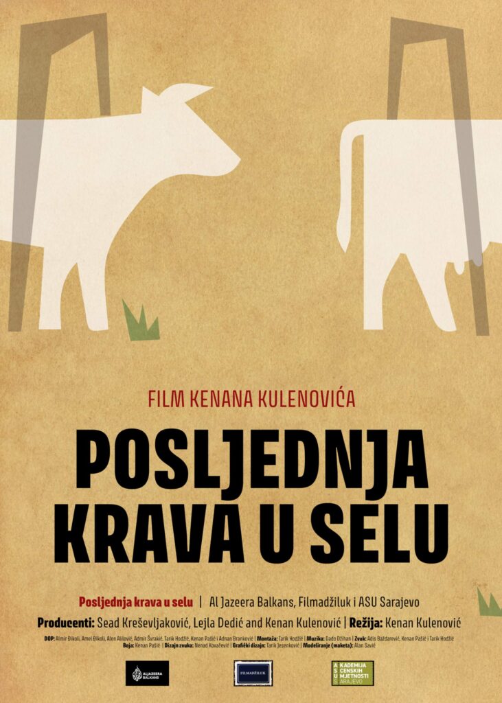Plakat za film "Posljednja krava u selu", dizajn Tarika Jesenkovića, nagrađen u kategoriji grafičkog dizajna na Collegium Artisticum 2022.