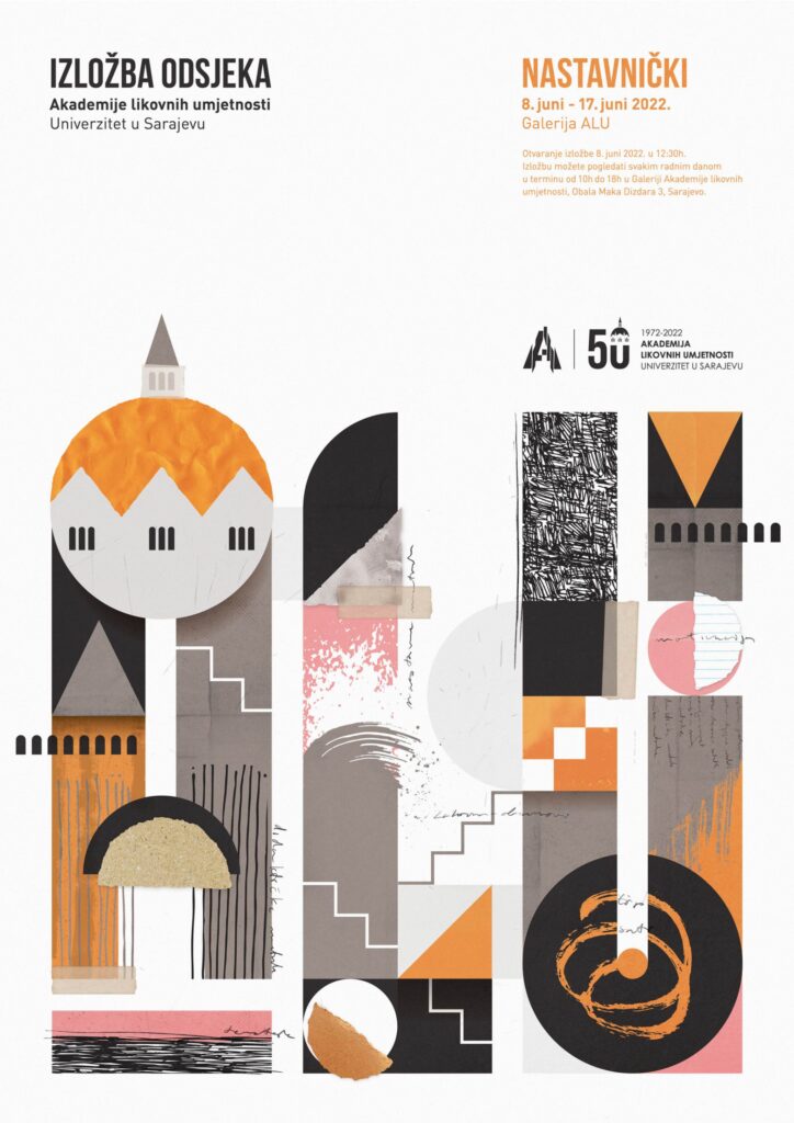 Plakat za izložbu Nastavničkog odsjeka ALU Sarajevo, dizajn Vanesa Prodanović Durmišević, nagrada u kategoriji grafičkog dizajna 2022.